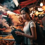 Checking bag at market