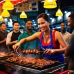 Vendor grilling food