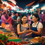 Tourist uses mobile pay