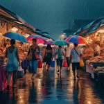 Rainy market night