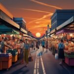 Sunset market crowd