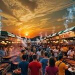 Sunset market crowd